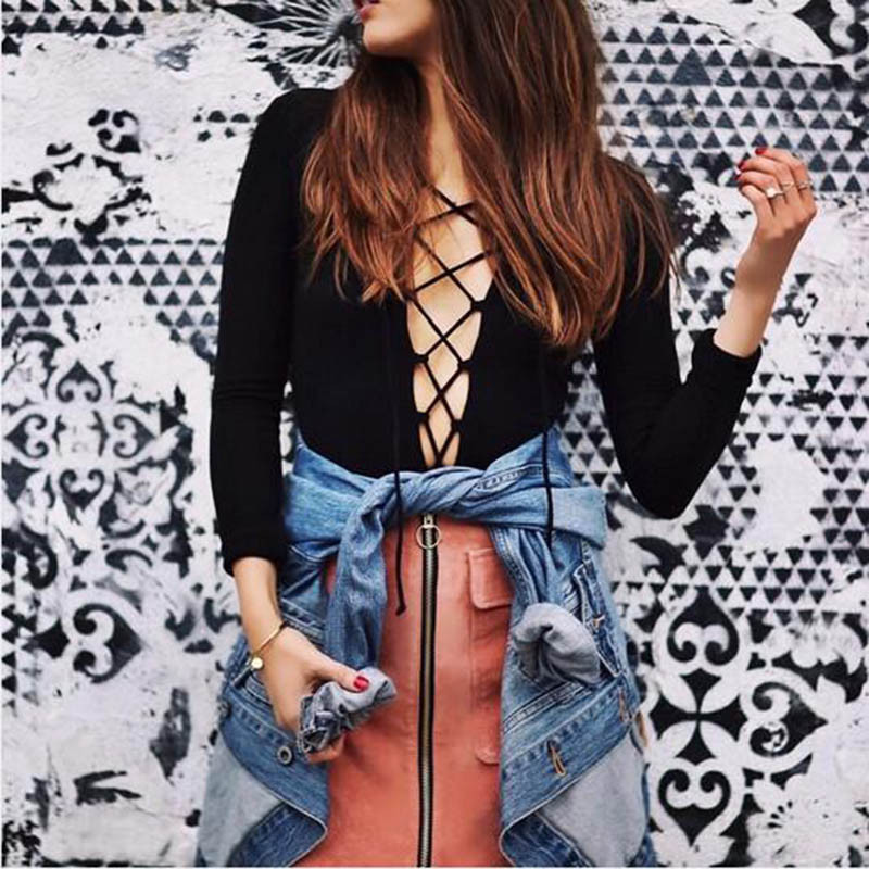 Dream Vine Plus Size Risti pitsiline Jumpsuit Romper Naiste sügistalvise sidemega Body Kombinesoonid Seksikas V-kaelusega mängukostüüm trikoo