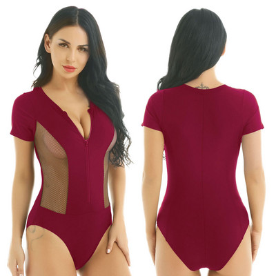 Seksikas naiste ujumisriided ühes tükis Body-suit Monokini ees lukuga, kahe küljega võrgust ujumiskostüümid Kandke naiste rannarõivaid