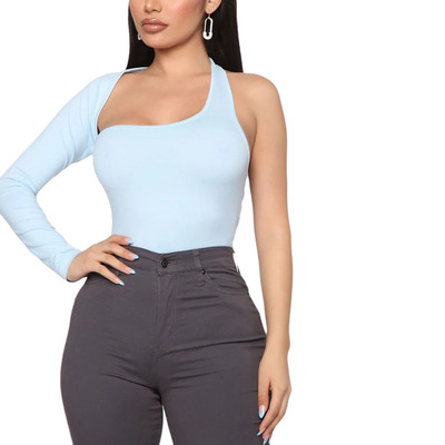 Női nadrág Szexi egy vállú Body Divatos Egyszínű kötőfék Hát nélküli magas derekú Jumpsuit Hollow out Aszimmetrikus kialakítás