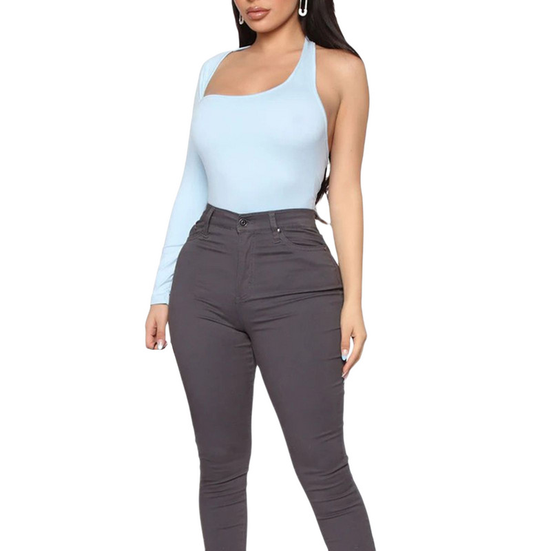 Γυναικείες ρόμπες Σέξι φορμάκι με έναν ώμο Μόδα μονόχρωμο halter Ανώπλατη ολόσωμη φόρμα ψηλής μέσης Σχέδιο ασυμμετρίας