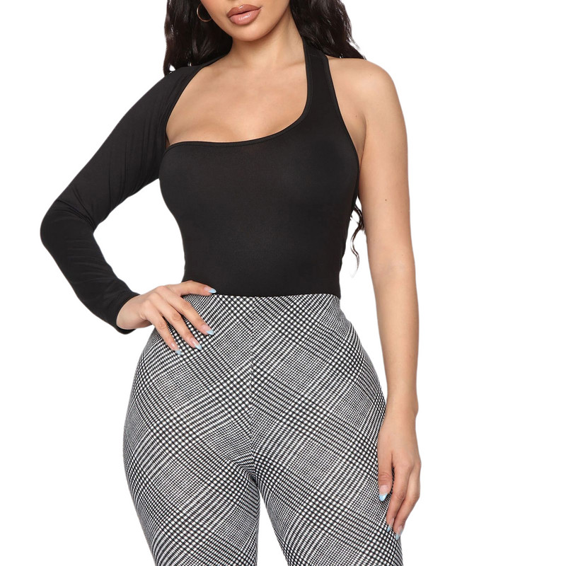 Γυναικείες ρόμπες Σέξι φορμάκι με έναν ώμο Μόδα μονόχρωμο halter Ανώπλατη ολόσωμη φόρμα ψηλής μέσης Σχέδιο ασυμμετρίας