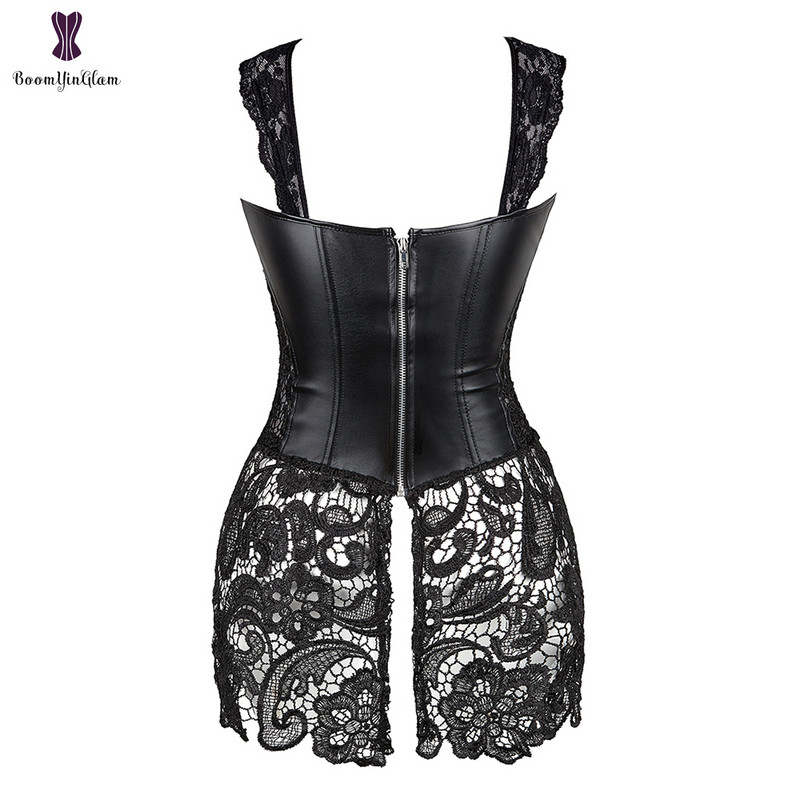 Rochie sexy cu corset roșu Plus Size 6XL Rochii bustieră Corsete cu suprabust Bustieră Steampunk Gorset Corselet din piele artificială Dantela Korsett