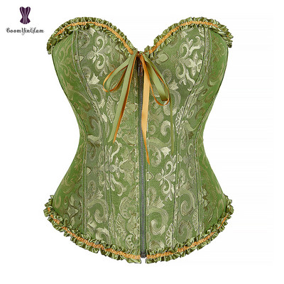 Korsetai ir krūtinukai Seksualūs moteriški juodai baltai rausvai mėlynai rudai brokatiniai korsetai su užtrauktuku Vintažinio stiliaus korsetas su krūtine