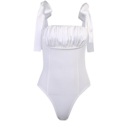 Salopetă de vară pentru femei, culoare uni, cu șireturi, salopetă fără mâneci cu volan