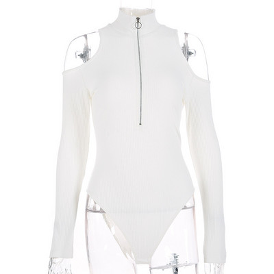 JIEZuoFang Simenual φορμάκια με φερμουάρ με ζιβάγκο με ανοιχτά σόουλες 2019 με μακρυμάνικο μοντέρνο σέξι επίδεσμο μαύρη φόρμα πουλόβερ