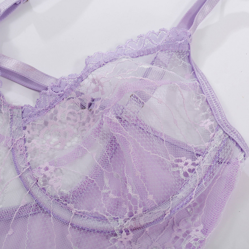 2021 nou body sexy din dantelă pentru femei fără spate cu fundă din plasă transparentă salopetă sexy catsuit cu bretele body cu tanga