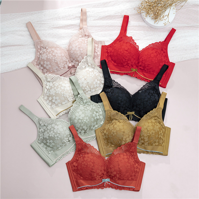 Toamnă Iarnă Fără inel de oțel Lenjerie de corp Piept mic Sutien adunat Confortabil Dantela Mediu Gros Cupă Top Lenjerie moale pentru femei