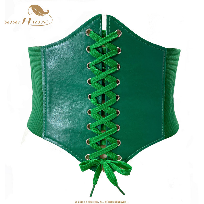 SISHION 2022 Νέα Μόδα Πράσινο Γυναικείο Κορσέ Γυναικείο Κορσέ VB0001 Φαρδύ ελαστικό δέρμα PU Steampunk γοτθικά ρούχα Γυναικείο κορσέ