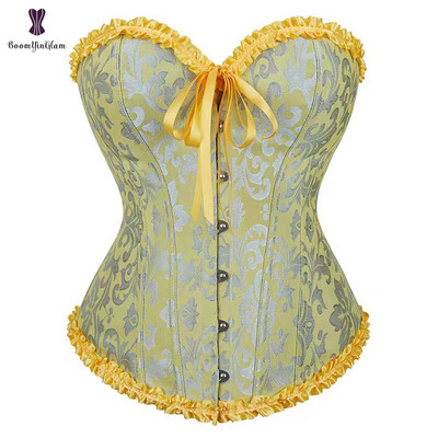 Roheline aprikoosipunane roosa aurupunkkorsett Naiste pesu, tantsukostüümid, lillelised pitsist kondiga korsetid ja rinnapüksid #810