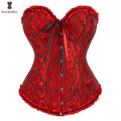 Roheline aprikoosipunane roosa aurupunkkorsett Naiste pesu, tantsukostüümid, lillelised pitsist kondiga korsetid ja rinnapüksid #810