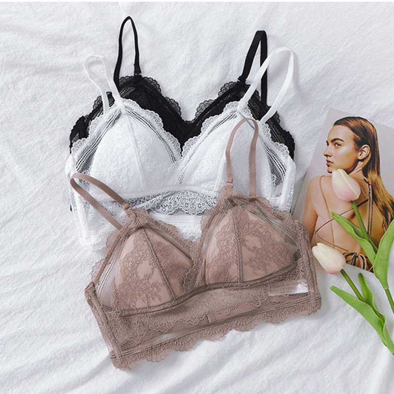 Sutien sexy fără spate din dantelă Deep U Back Back Bralette cupa subțire Sutien Halter moale, fără sudură, elastic, lenjerie de corp Tank Tops Encaje Mujer