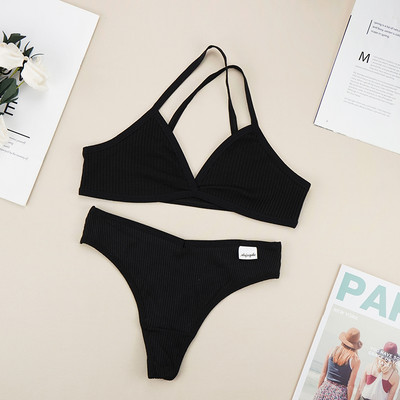 Komplet grudnjaka s tangama za žene Pamučni grudnjak s udobnim bežičnim tankim nepodstavljenim prozračnim ženskim kompletom donjeg rublja bez podstave