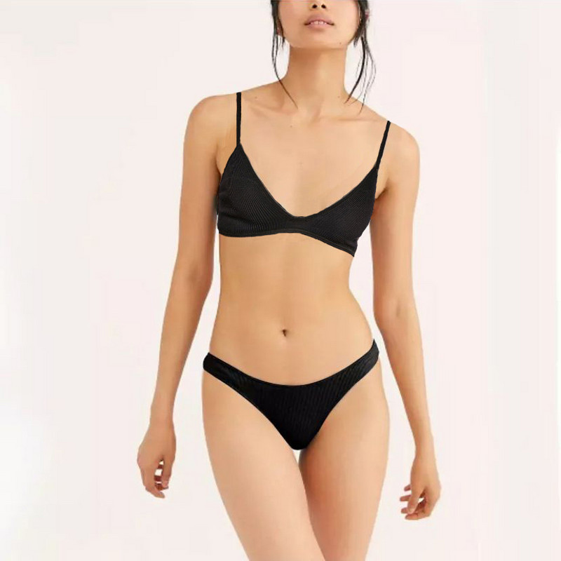 Komplet grudnjaka s tangama za žene Pamučni grudnjak s udobnim bežičnim tankim nepodstavljenim prozračnim ženskim kompletom donjeg rublja bez podstave