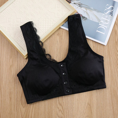 Lenjerie de corp din mătase Tip vestă Sutien cu cataramă în față fără inel de oțel Dimensiuni mari dantelă de vară țesătură perlată Tampă detașabilă Push Up