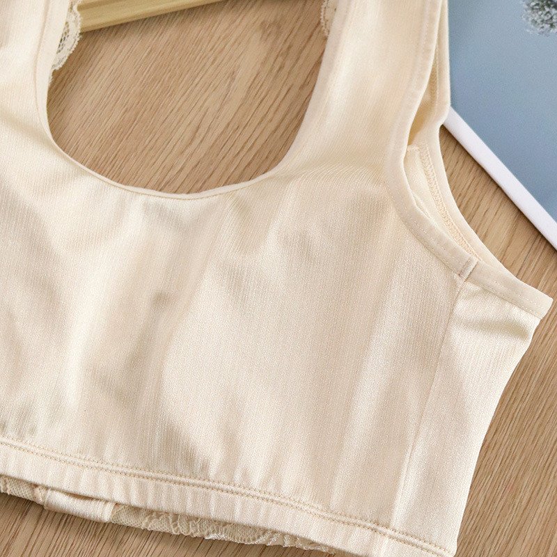 Lenjerie de corp din mătase Tip vestă Sutien cu cataramă în față fără inel de oțel Dimensiuni mari dantelă de vară țesătură perlată Tampă detașabilă Push Up