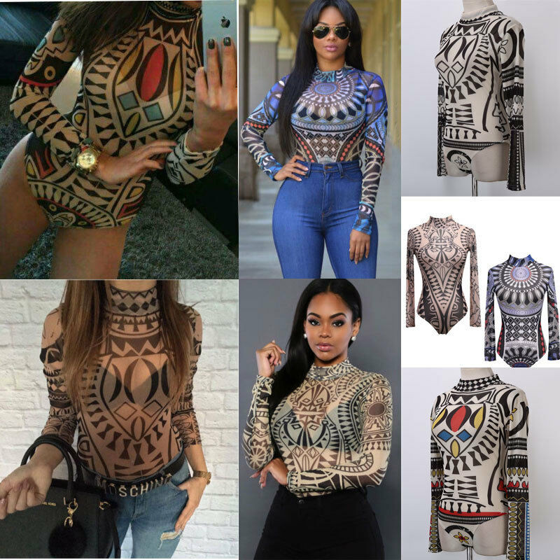 Vintage print Rompers Γυναικεία μακρυμάνικη μπλούζα μακρυμάνικη μπλούζα μπλουζάκι Romper Γυναικεία μπλουζάκια