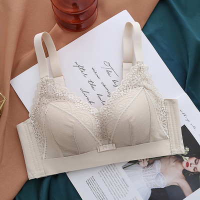 Sutien pentru dama nou, simplu, natural, sexy, fără inel de oțel, lenjerie de corp din dantelă subțire, susținere de sus, susținere a tubului, sâni înfășurați anti-lăsare