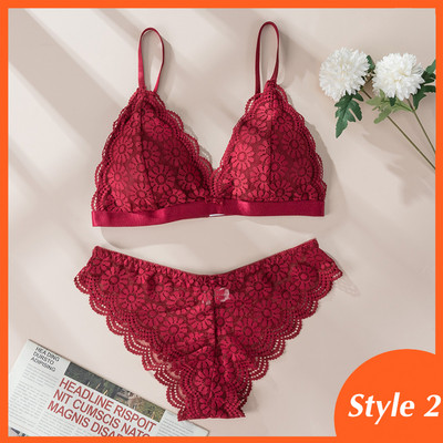 Seturi de sutien din dantelă pentru femei Lenjerie de corp fără cusături Vestă fără spate Bretele ajustate Lenjerie Floral Moale Set de lenjerie de corp confortabil