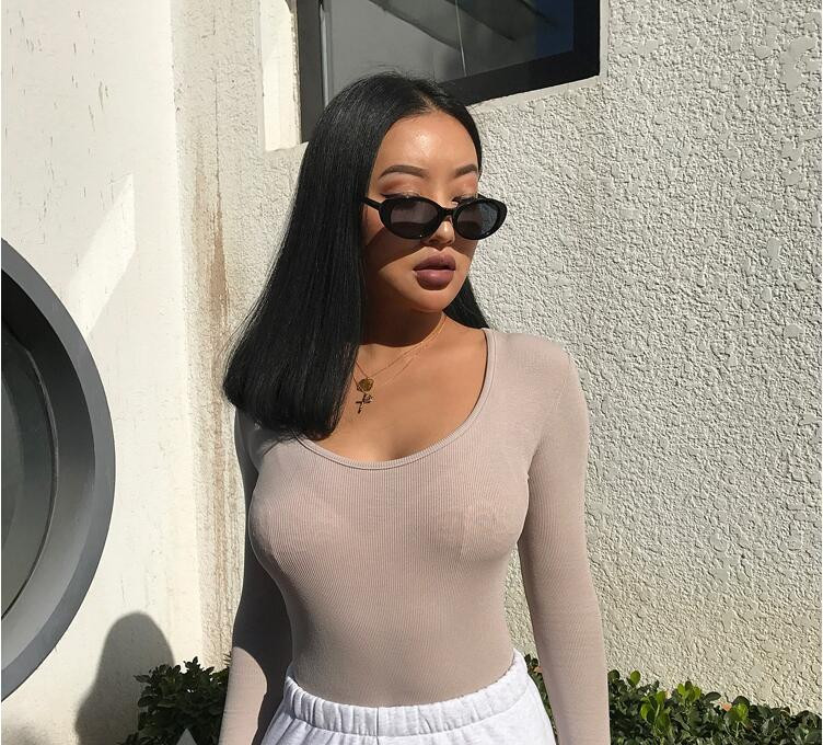 4 culori tricouri de bază elastice cu mânecă lungă sexy body femei tricotat bodycon skinny cămașă solidă barcel toamna playsuit body costum