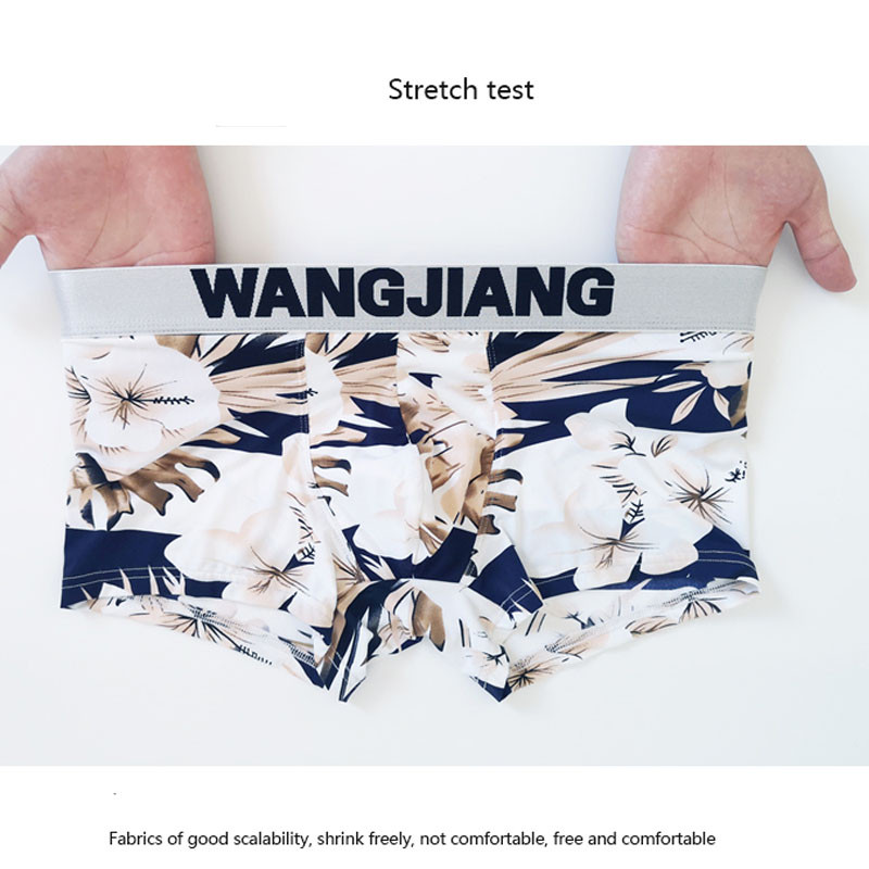 Boxer din mătase de gheață pentru bărbați Boxer cu grafică imprimat Wangjiang Husă de lenjerie intima sexy Chiloți subțiri de vară fără cusături pentru bărbați M-XXL WJ