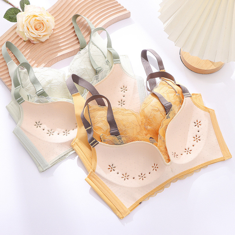 Sutiene pentru femei Sutien cu dantelă solubilă în apă, culori contrastante, fără cusături, sutien cu push up, fără sârmă