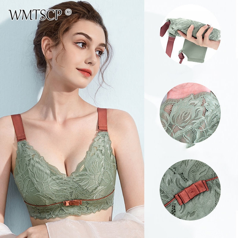 WMTSCP Lenjerie de dama din dantela fara inel de otel, piept mare, mic anti lasare, confortabil, sutien de dama plus size, sutien sexy