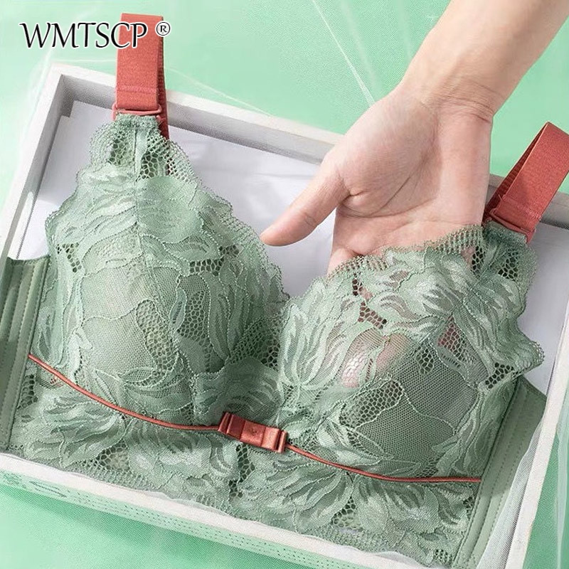 WMTSCP Lenjerie de dama din dantela fara inel de otel, piept mare, mic anti lasare, confortabil, sutien de dama plus size, sutien sexy