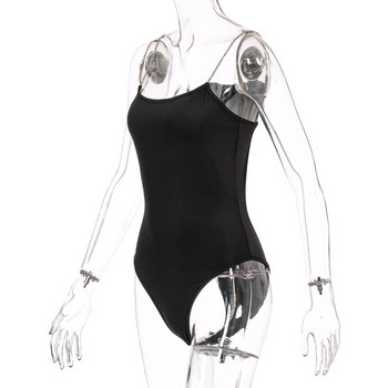Дамско боди с диаманти и спагети презрамки 2020 секси черно бяло дамско боди без ръкави без гръб
