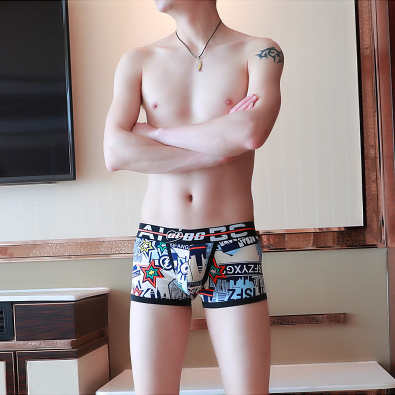 Ανδρικά Εσώρουχα Aibc Χαμηλή μέση Μποξεράκι Παντελόνι Βαμβακερό Ξεχωριστή Ανοιχτή Αποθήκη Μπόξερ με λεπτή εκτύπωση