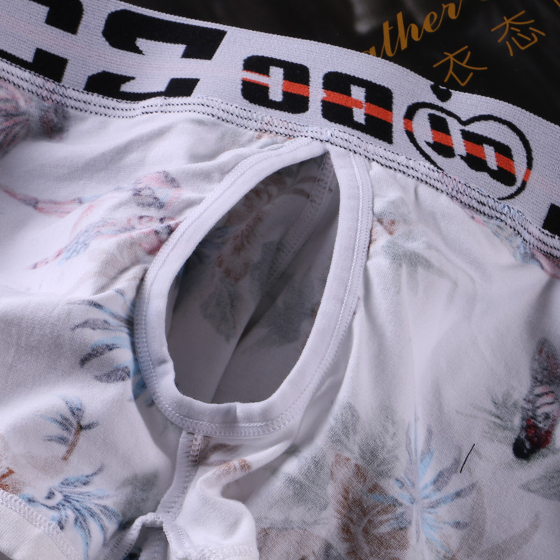 Ανδρικά Εσώρουχα Aibc Χαμηλή μέση Μποξεράκι Παντελόνι Βαμβακερό Ξεχωριστή Ανοιχτή Αποθήκη Μπόξερ με λεπτή εκτύπωση