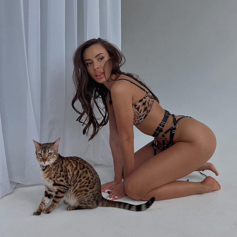 Yimunancy Set de lenjerie din plasă leopard, 3 bucăți, set de lenjerie pentru femei, vintage, sexy, exotic