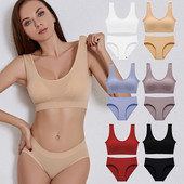 Set de chiloți sutien fără sudură pentru femei Set de lenjerie intima sexy Bralette fără sârmă Lenjerie din bumbac Sutien Push Up pentru femei 2022