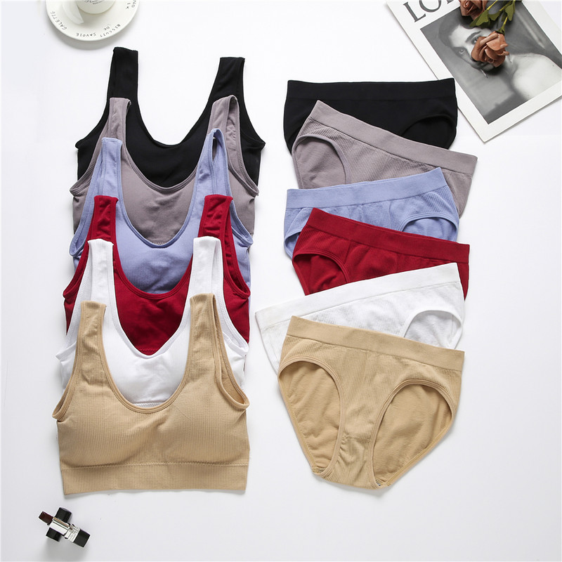 Set de chiloți sutien fără sudură pentru femei Set de lenjerie intima sexy Bralette fără sârmă Lenjerie din bumbac Sutien Push Up pentru femei 2022