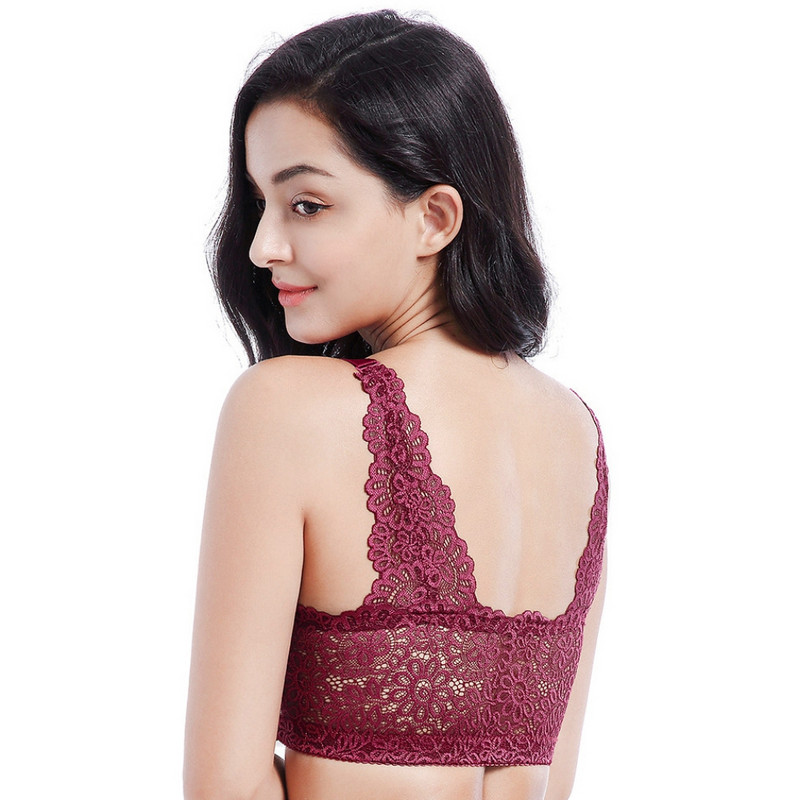 Sutien din dantelă Sutien pentru femei cu închidere în față Sutien sexy Sutien cu ridicare în față și închidere Sutien fără fir Sutien adunat moale Top Vest BCD