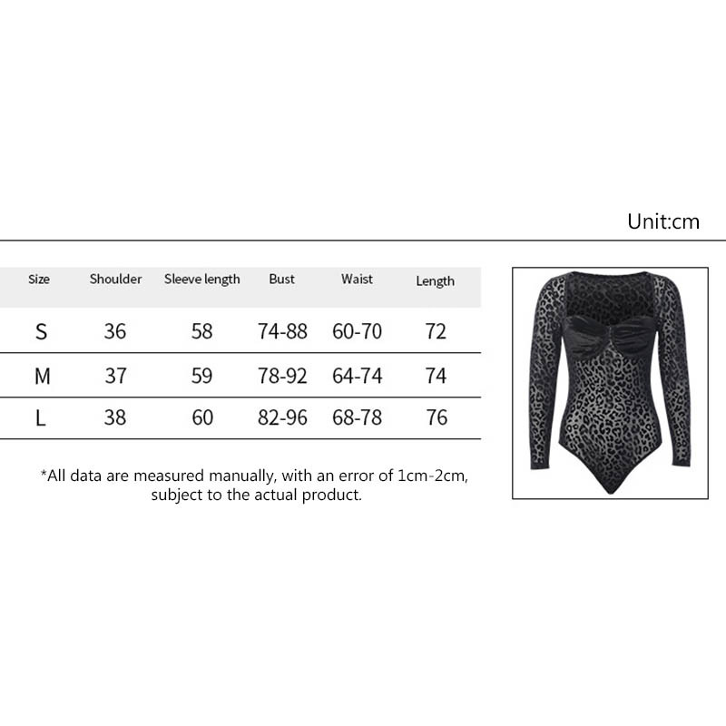 Heeatal Body sexy din plasă Salopetă pentru femei Body cu cusături cu imprimeu de leopard Tricou subțire pentru femei cu mâneci lungi