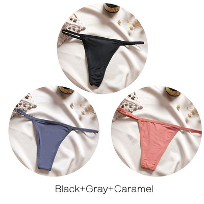 FINETOO M-XL Chiloți de bikini din bumbac T-back Tanga Sexy cu talie joasă Lenjerie de corp pentru femei Chiloți G-String de bumbac Lenjerie feminină 3 buc