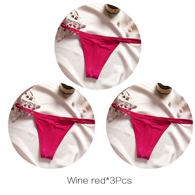 FINETOO M-XL Chiloți de bikini din bumbac T-back Tanga Sexy cu talie joasă Lenjerie de corp pentru femei Chiloți G-String de bumbac Lenjerie feminină 3 buc