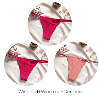 FINETOO M-XL Chiloți de bikini din bumbac T-back Tanga Sexy cu talie joasă Lenjerie de corp pentru femei Chiloți G-String de bumbac Lenjerie feminină 3 buc