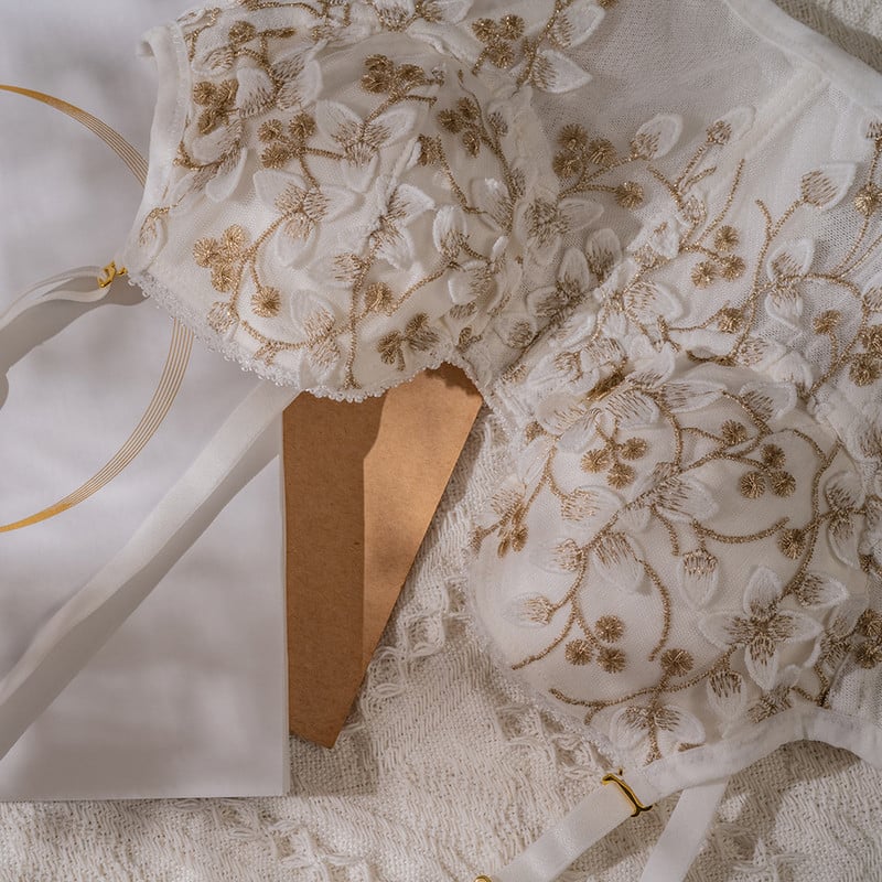 Biiggxx Γυναικεία Σετ Εσωρούχων Παντελόνι σουτιέν Κέντημα Δαντέλα Ατσάλινο Λαστιχένιο κόκκαλο σουτιέν Push Up Γαλλικά σέξι χαριτωμένα εσώρουχα