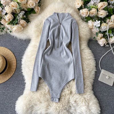 Teeuiear Slim v kaelusega tõmblukk elastne sügisene Naiste seksikas bodycon-body vabaaja 2021 talvine kõhn klubi mantel pikkade varrukatega Romper