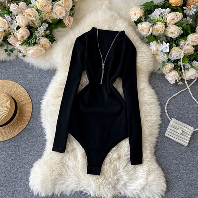 Teeuiear Slim v kaelusega tõmblukk elastne sügisene Naiste seksikas bodycon-body vabaaja 2021 talvine kõhn klubi mantel pikkade varrukatega Romper