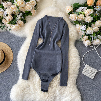 Teeuiear Slim v kaelusega tõmblukk elastne sügisene Naiste seksikas bodycon-body vabaaja 2021 talvine kõhn klubi mantel pikkade varrukatega Romper