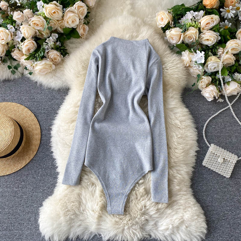 Teeuiear Slim v kaelusega tõmblukk elastne sügisene Naiste seksikas bodycon-body vabaaja 2021 talvine kõhn klubi mantel pikkade varrukatega Romper