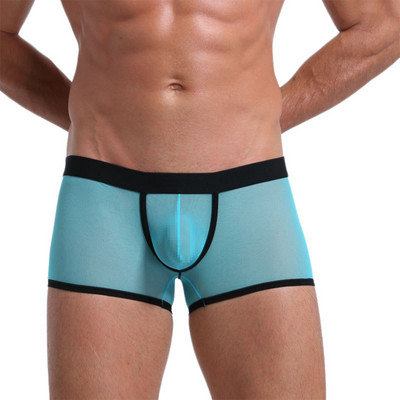 Σέξι ανδρικά διαφανή σορτς μπόξερ Σλιπ με διάφανο διχτυωτό πουγκί Εσώρουχα καλοκαιρινά εξαιρετικά λεπτά εσώρουχα Άνδρας Σέξι εσώρουχα Boxershort A50