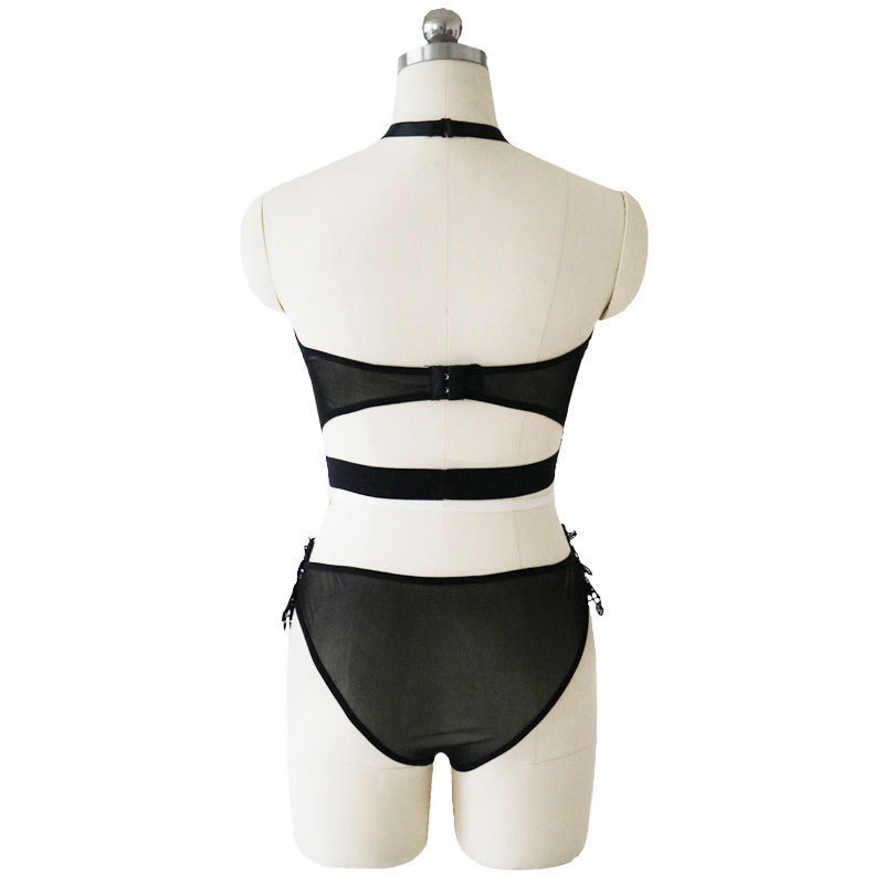 Seksikad tikandiga pitsist bodid Rinnahoidja ja püksikute komplektid Naiste suures suuruses läbipaistva võrguga Teddy Babydoll Halter Plus Size Body dresssuit