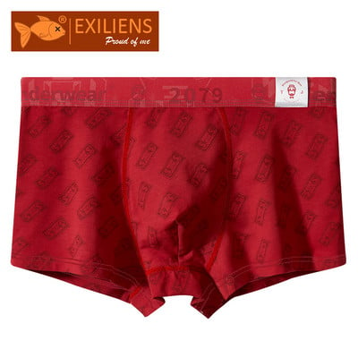 EXILIENS Zīmols 2079 Red Boxer Vīriešu Apakšveļa Kokvilna Bermuda Ropa Interjers Vīriešu Bokseri Cuecas Masculinas Man Calzoncillos L-3XL