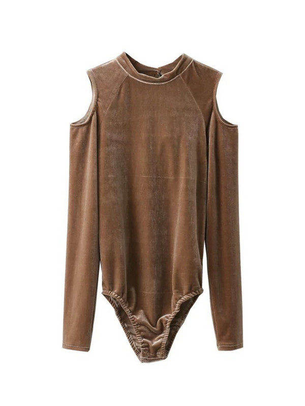 2017, toamnă, iarnă, elegant, catifea, subțire, sexy, body cu mâneci lungi, topuri pentru femei, cu gâtul O, salopetă dreaptă