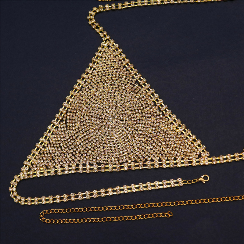 Triangle Cup Seksikas bikiinpesu Rhinestone rinnahoidja naistele ööklubi pidu Rind kristallist aluspesu kett Rave ehted