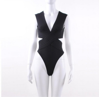 2018 New Celebrity Orange White Hollow Out Rayon Bodysuit One Piece Swimsuit Sexy Bodycon Bikini Χονδρική Dropship