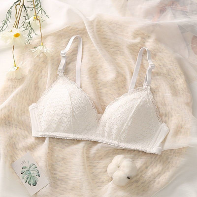 Confortabil, broderie florală, fără sudură, sexy, fără fir, sutiene din dantelă pentru femei sutien push-up Bralette Lenjerie de corp din bumbac moale Lenjerie